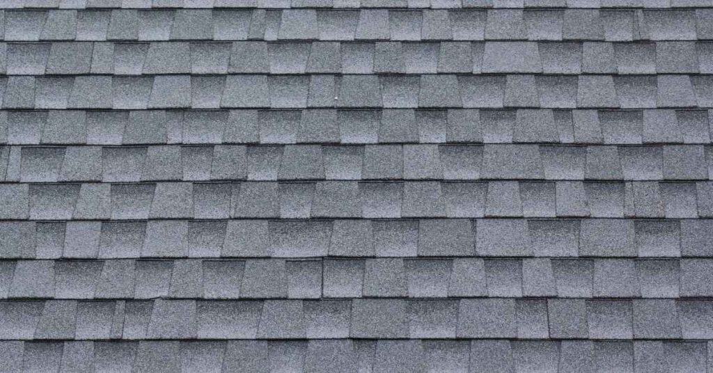 Close-up of gray asphalt roofing shingles