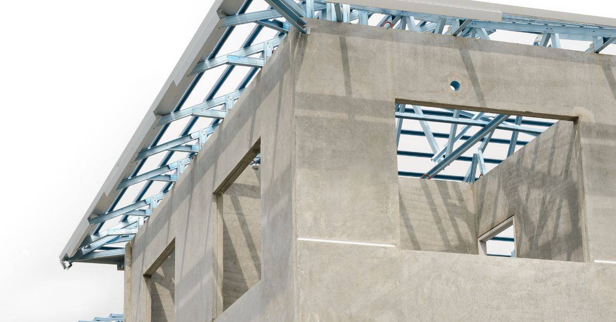 precast concrete wall panels with steel roof framing