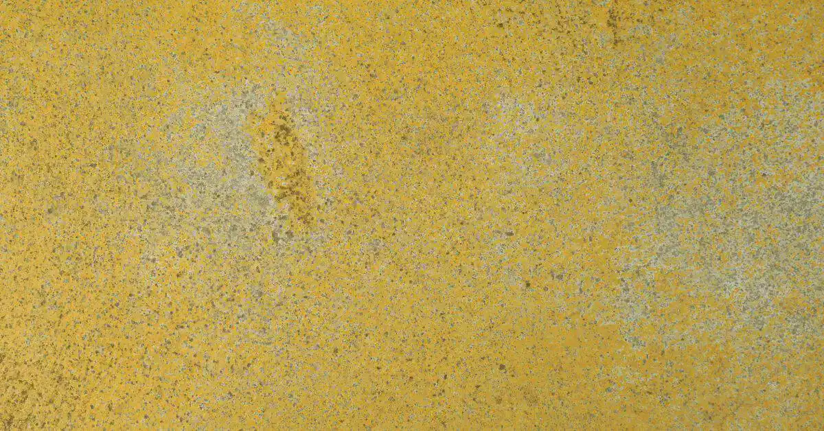 close up of yellow stained concrete surface