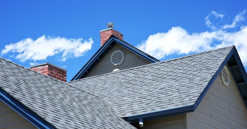 Gray asphalt shingle roof on two gabled sections