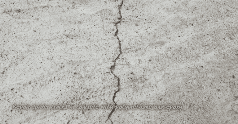 Closeup of a spider crack in concrete surface