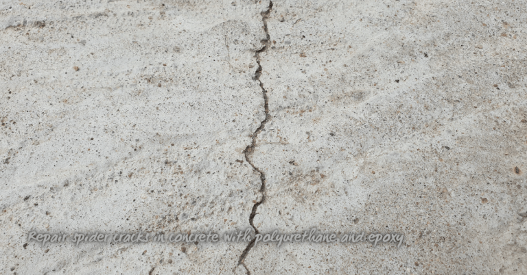 closeup of spider crack in concrete surface